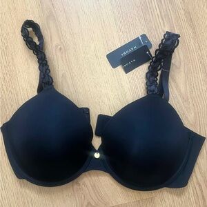 Natori Black Bra with Lace Straps